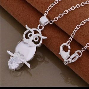 925 Sterling Silver Owl Necklace Brand New